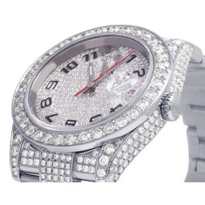 เครื่องประดับนาฬิกากลไกแก้วแบบแอนะล็อกพร้อมเพชร VVS Moissanite ดีไซน์ใหม่สาย20มม. ความกว้างดั้งเดิมการเคลื่อนไหวของ Eta - Product Image 2