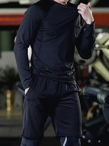 Chemises de compression solides hommes à manches longues athlétique évacuant l'humidité sous-chemise Gear T-shirt pour entraînement sportif maillot de corps pour hommes - Product Image 5