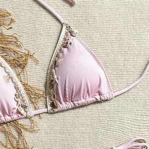 Robe sexy ivoire pour la sortie à la plage ensemble de bikini perlé et audacieux prêt à porter sexy nouveau design personnalisé - Product Image 1