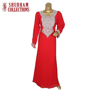 Hot Premium Red Color Embroider Design Moroccan Abaya <b>Kaftan</b> Dresses for Dubai Ethnic <b>Women</b> Clothing Dress - Product Image 1