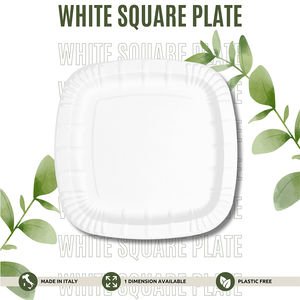 Assiette en carton blanche carrée jetable écologique personnalisable fabriquée en Italie taille différente prête à expédier - Product Image 2