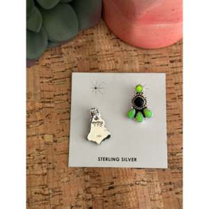 Southwest Handmade Multi Stone Sterling <b>Silver</b> <b>Stud</b> Earrings - Product Image 5