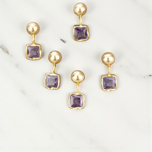 Abalorio de piedras preciosas cuadradas de plata 925 con bola-Abalorios de moda únicos - Product Image 5