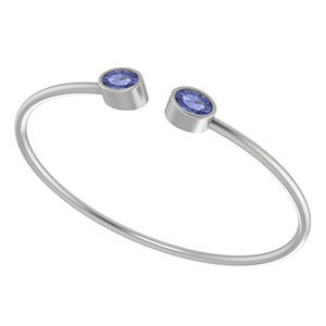 925 Sterling Silver Twister <b>Bracelet</b> <b>Tanzanite</b> Gemstone Two Shape Oval and Round Cut Bezel Setting Trendy Unisex High Finish - Product Image 3