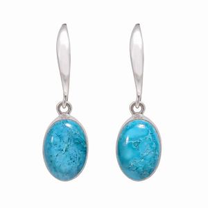 Boucles d'oreilles en argent sterling 925 Turquoise Gemstone Drop Dangle Cadeau d'anniversaire fait à la main pour son symbole chrétien Prix d'usine - Product Image 1