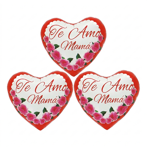 Globo de Corazón Grueso de 25 cm para Fiestas, 3 Piezas, con Impresión 'Te Amo Mamá', Forma de Número para Fiestas, Hecho en China - Product Image 1