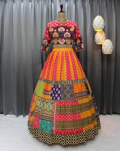 Muselina de algodón de diseño Lehenga Choli Real Mirror Work Fancy Digital Print Wedding Party Wear Set Dupatta para verano invierno - Product Image 3