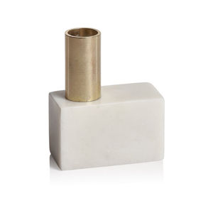 Bougeoir en métal et marbre décoratif pour la maison de designer Finition en béton Pot à bougie unique à 5 bras et support Couleur or Fait à la main - Product Image 5