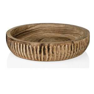 Elégant bol en bois sur socle lavé blanc pour servir de manière élégante, plat de service en bois écologique fabriqué à la main pour manger - Product Image 5