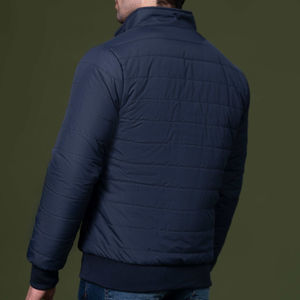 Chaqueta Acolchada Personalizable de Fabricante Directo, Cuello Azul Marino, Manga Larga, Estilo Urbano de Invierno, Ropa para la Nieve, Alta Calidad ODM, Azul Gris - Product Image 4