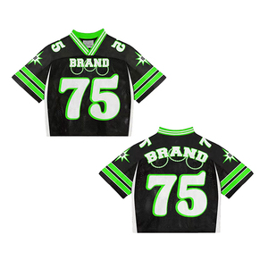 T-shirt de sport surdimensionné en maille personnalisé, style streetwear, imprimé tendance, hip-hop, col en V, coupe ample, maillot d'été pour équipe - Product Image 2