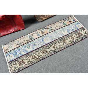 Alfombra Turca Pequeña de 1.8x4.6 pies, Alfombra Marroquí Azul Vintage - Product Image 2