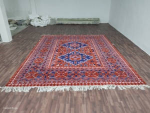 พรมแดง8x11สำหรับบ้านห้องนอนสำนักงานพรมสไตล์วินเทจทันสมัยทันสมัยดีไซน์เรขาคณิตโบราณออกแบบได้ตามต้องการ - Product Image 5