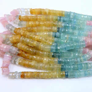 Cuentas naturales con forma de botón facetado de Aguamarina múltiple, tamaño de fabricación de joyas de 16 pulgadas, proveedor de fábrica de calidad rara - Product Image 1