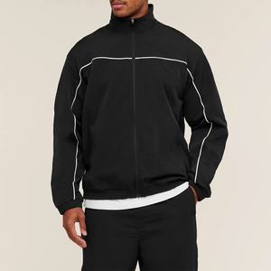 Chaqueta de chándal ligera con cremallera completa para hombre, cortavientos de entrenamiento deportivo transpirable de primera calidad, ribete de contraste, Impresión de logotipo personalizado - Product Image 6