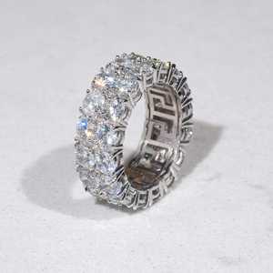 Anillo de doble fila de diamantes de lujo de Plata de Ley 925, joyería de estilo Vintage de alta calidad - Product Image 4