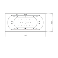 Bañera de Hidromasaje Portátil Moderna para Interiores Vincenca, 180 x 80 cm, Acrílico Blanco, Iluminación LED, Jets de Masaje, Cuadrada/Ovalada, 61 cm