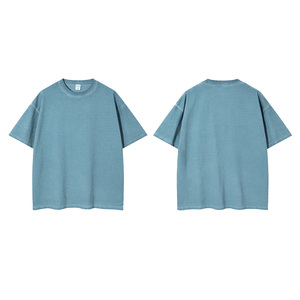 เสื้อยืดคอกลมสำหรับผู้ชายและผู้หญิงเสื้อทรงปล่อยไหล่โอเวอร์ไซส์ทำจากผ้าฝ้าย100% 260gsm ซักสิ่งสกปรกแนววินเทจ - Product Image 2