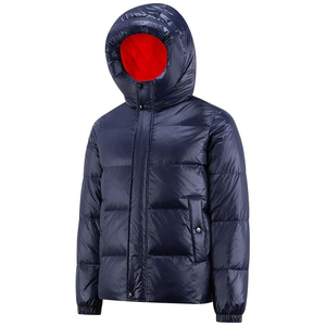 Veste d'hiver matelassée à capuche pour homme, bleu marine, coupe-vent, épaisse, coupe classique, fermeture éclair, couleur unie - Product Image 5