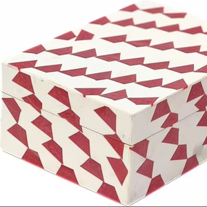 Caja de embalaje de anillo de reloj de joyería con incrustaciones de hueso hecha a mano, superventas, caja de joyería de baratija designable con incrustaciones de hueso ecológicas - Product Image 1