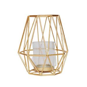 Portavelas con forma de hexágono hecho a mano, diseño geométrico, portavelas votivo de luz de té de Metal para decoración de boda - Product Image 1