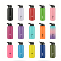 Bouteille d'eau réutilisable pour enfants, nouveau design, 14 oz, en acier inoxydable à double paroi, isotherme sous vide, avec paille – Vente en gros