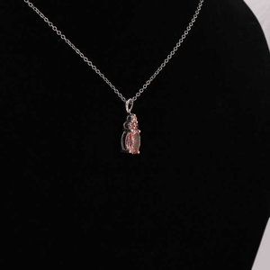 Colgante con Forma Personalizada para Mujer, Pequeño Diamante Ovalado Rosa Cultivado en Laboratorio, Chapado en Oro Sólido de 14 Quilates, para Todas las Ocasiones, Compromiso - Product Image 4