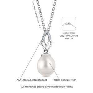 Élégant collier à pendentif en perles en argent sterling 925 avec motif à trois feuilles - Product Image 1