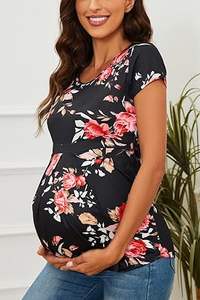 T-shirts en coton 100% pour femmes enceintes, allaitement, été, imprimés sur toute la surface, respirants, vente en gros, sur mesure - Product Image 2