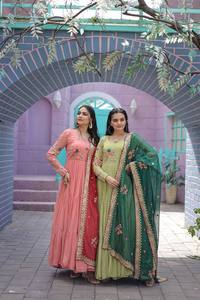 Robe Anarkali en coton pakistanais, Salwar Kameez, robe de soirée, costumes Anarkali, robes Salwar Kameez pour femmes, robes indiennes - Product Image 3