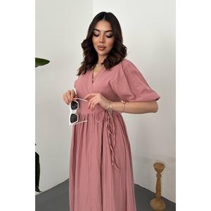 Powder Pink <b>Muslin</b> Long <b>Dress</b> - Powder - Product Image 3