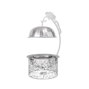 Calentador de Comida Buffet de Acero Inoxidable con Recubrimiento Dorado de Lujo, con Tapa de Domo Colgante y Base Decorativa para Bodas y Eventos de Catering - Product Image 2