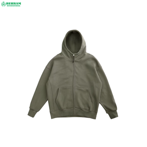 Prix de gros – Sweat à capuche thermique zippé fabriqué au Pakistan 2024 – Logo avant – 80 % coton 20 % polyester – Épaules tombantes – Séchage rapide - Product Image 6