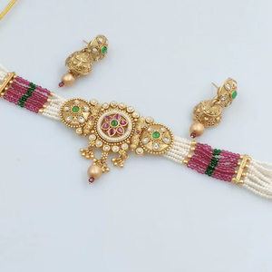 ENSEMBLE DE BIJOUX INDIENS TRADITIONNELS ET À LA MODE EN CUIVRE ENSEMBLE DE BIJOUX DE MARIAGE POUR FEMMES BOUCLES D'OREILLES ET COLLIER - Product Image 1