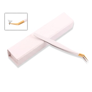 Pince à épiler pour extensions de cils en acier inoxydable, pointe blanche, dorée, antistatique, non corrosive, facile à utiliser pour les cils fins - Product Image 4