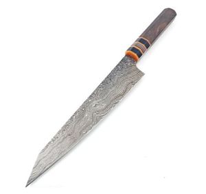 มีดทำครัวเหล็กดามัสกัสแฮนด์เมดมีดทำครัวมีด้ามจับไม้ดีไซน์ใหม่สำหรับใช้ในครัวงานตามสั่ง - Product Image 3