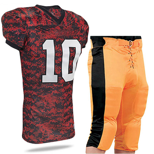 Ensemble d'uniformes de football américain à prix d'usine, vente en gros, impression par transfert thermique personnalisée, maillot à manches courtes, grande taille, couleur unie - Product Image 1