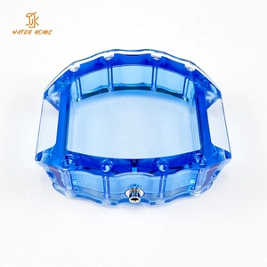 Boîtier de montre en verre cristal K9 bleu transparent, étanche, forme tonneau, pièces de montre mécanique personnalisées en usine pour la fabrication de montres de marque DIY - Product Image 2