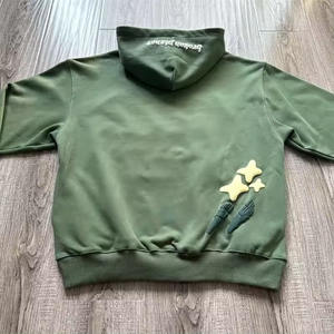 เสื้อฮู้ดผ้าคอตตอนเทอร์รี่สไตล์สตรีทโอเวอร์ไซซ์พิมพ์ลายพัฟปกเสื้อมีฮู้ดสีทึบสำหรับฤดูหนาว - Product Image 6