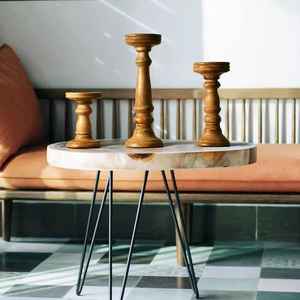 Bougeoir fait main en bois de manguier ensemble de 3 pièces fabricant indien support décoratif pour la maison noël sculpté fabricant personnalisé - Product Image 3