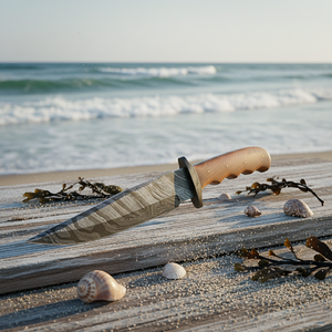 Cuchillos de caza de acero D2 hechos a mano personalizados con mango de madera Cuchillo Bowie de alto pulido con Funda de cuero. - Product Image 3