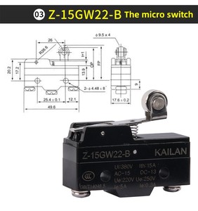 Z-15GW22-B 240V Micro-interrupteur PLC Modbus, interrupteur de fin de course, boîtier métallique, interrupteur de commande industriel pour équipement de levage - Product Image 1