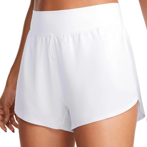 Short de course taille haute en coton/polyester pour femmes pour femmes Fitness Sports Yoga Pantalon avec doublure intérieure Séchage rapide - Product Image 2