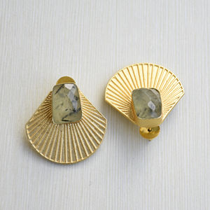 Pendientes de Latón al por Mayor, Diseño de Piedra Natural en Bruto, Acabado Chapado en Oro de 18K, Estilo Moderno, Calidad de Exportación al por Mayor - Product Image 2