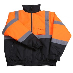 OEM Logo Zip Front ISEA Clase 3 300D Alta visibilidad Reflectante Impermeable Bomber Jacket Transpirable Poliéster Ignífugo - Product Image 4