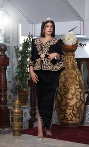 2025 @ Karakou Argelino-Chaqueta negra tradicional-Karakou con cuentas de vidrio adornadas Perlas Dabka Zardozi trabajo en tela de terciopelo - Product Image 2