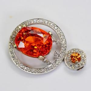 Bague en diamant Spessartite pendentif en argent sterling 925 massif pour bijoux de mode pour femmes saphir orange diamant taille ovale - Product Image 5