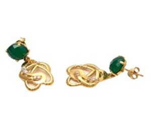 Pendientes de plata de ley 925 con forma de cojín, GEMA de ónix verde, novedad - Product Image 1