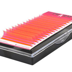 Cajas de papel para extensiones de pestañas coreanas, caja de suministros de pestañas PBT, color rojo neón, 0,07mm de grosor, venta al por mayor - Product Image 2