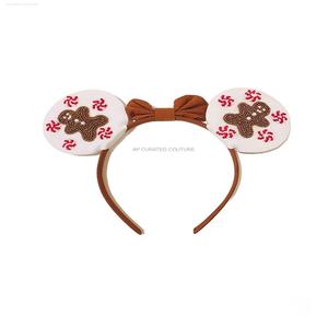 Hand Embroidered Mickey Ears Beaded <b>Headband</b> Unique Christmas Themed Custom Hair Accessories From India - Product Image 1